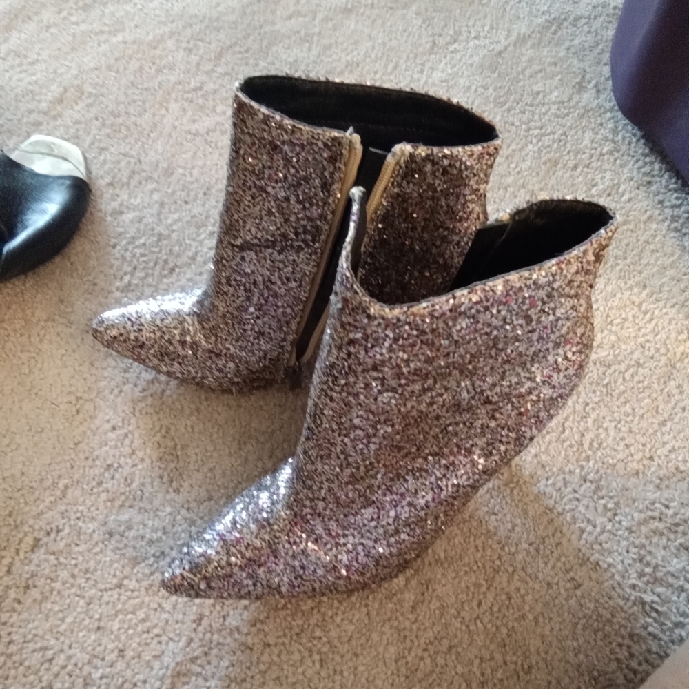 Glittering Silver Ankle Boots